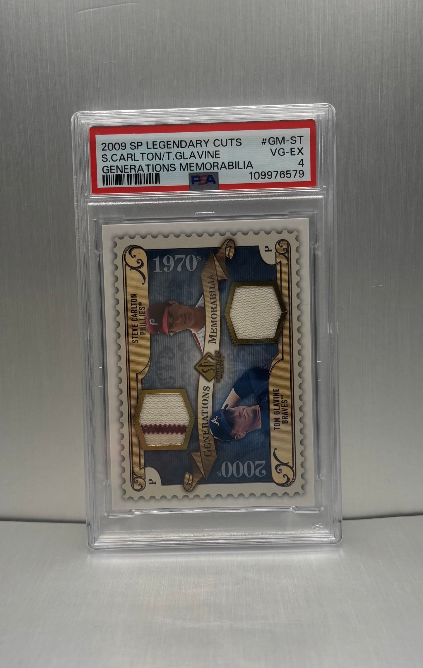 2009 SP Legendary Cuts S.Carlton/T.Glavine Generations Memorabilia PSA 4