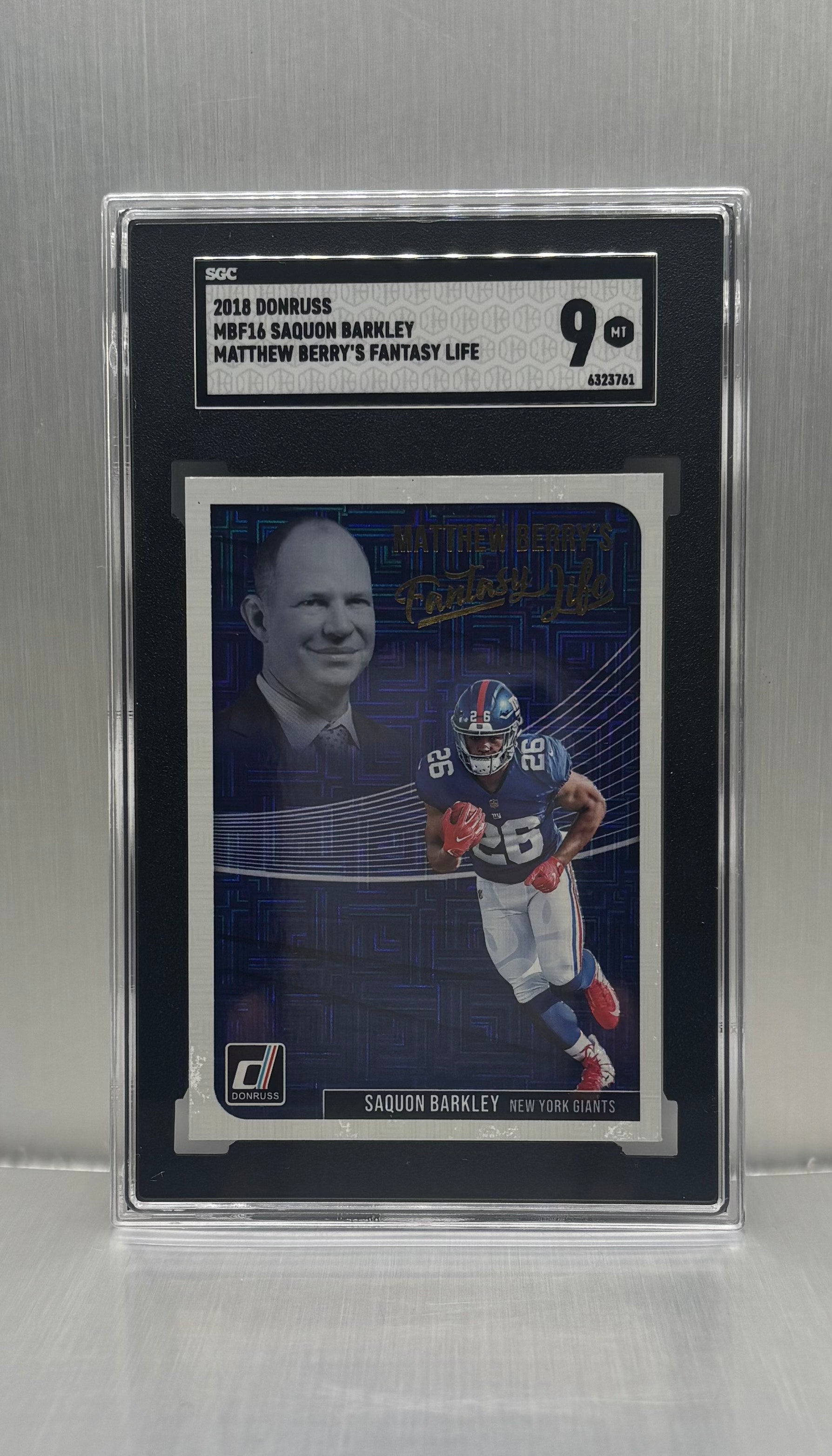 2018 Donruss MBF16 Saquon Barkley Matthew Berry's Fantasy Life SGC 9