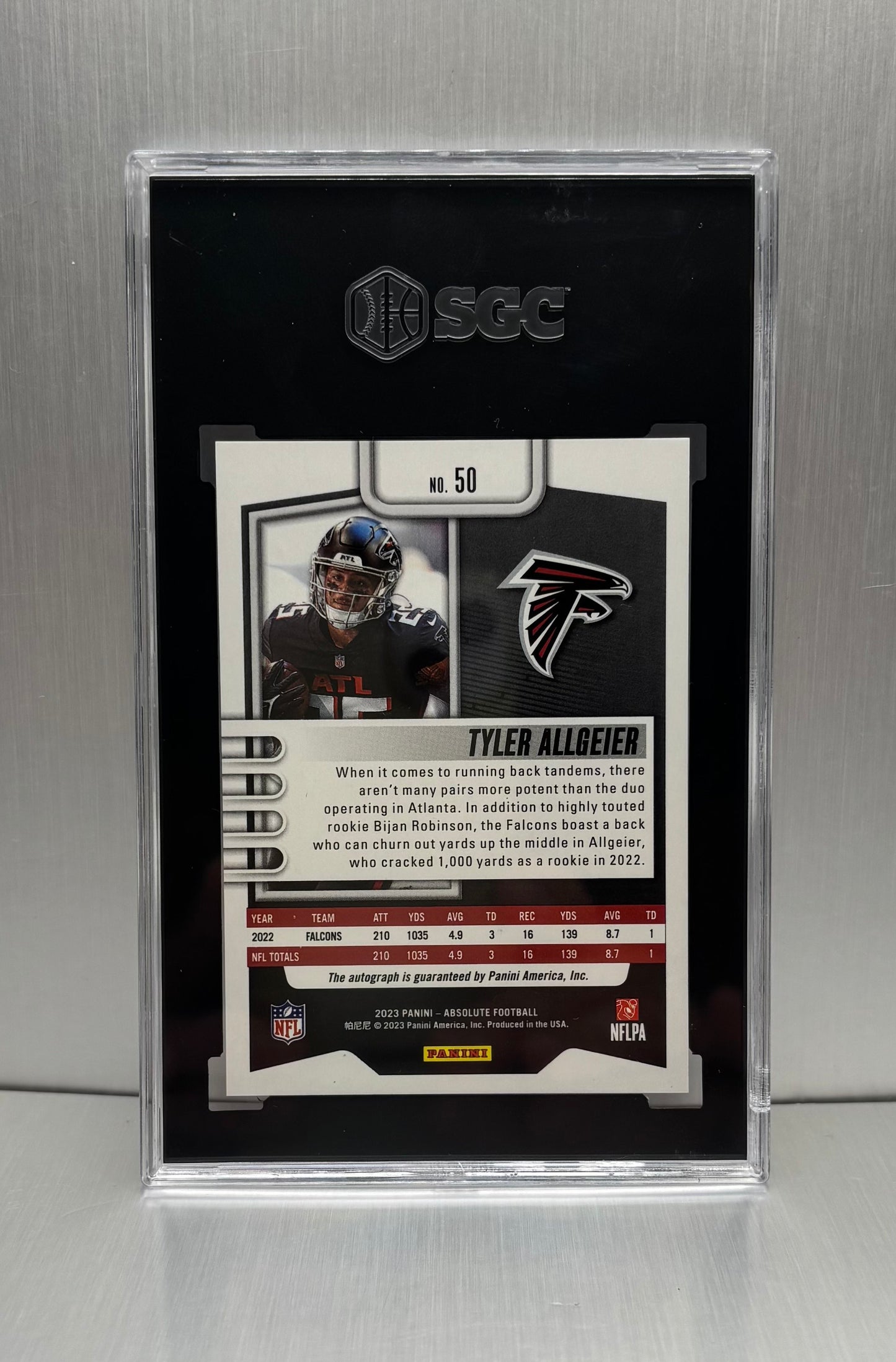 2023 Panini Absolute #50 Tyler Allgeier Autographed SGC 9.5, Auto 10