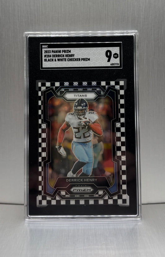 2023 Panini Prizm #284 Derrick Henry Black and White Checker Prizm SGC 9