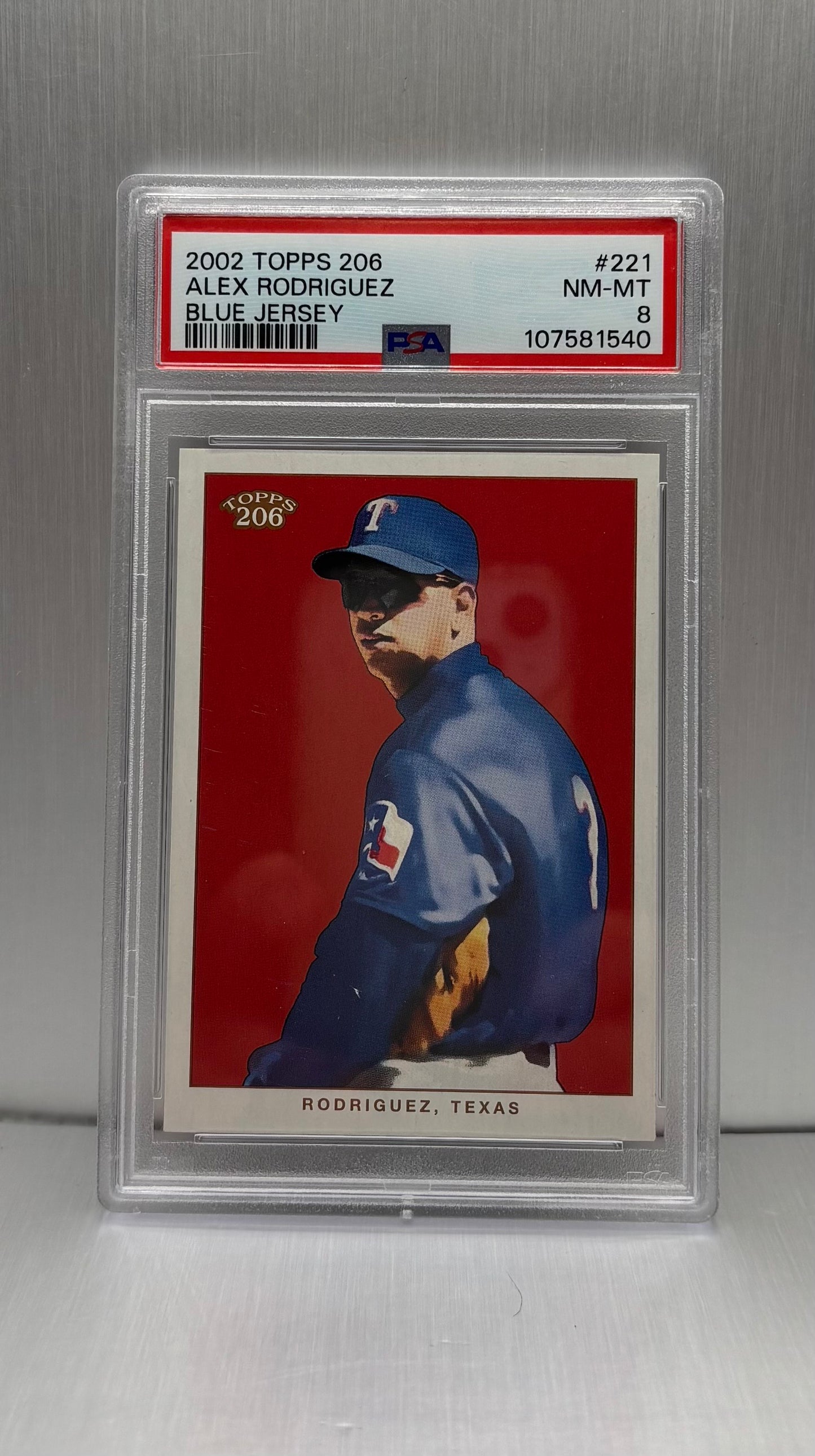 2002 Topps 206 Alex Rodriguez Blue Jersey PSA 8