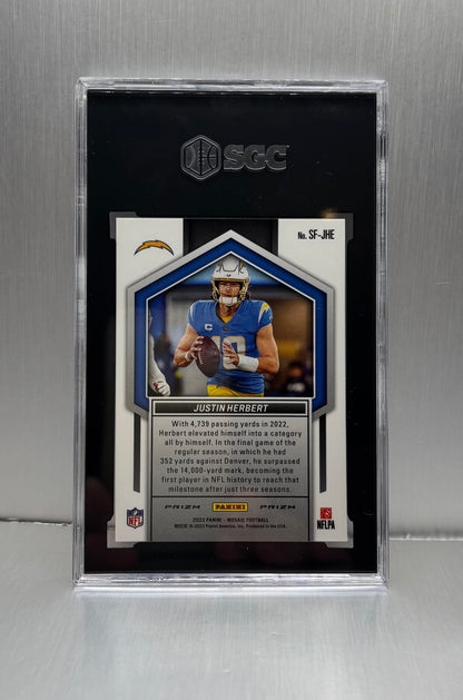 2023 - NFL Panini Mosaic Straight Fire Silver Prizm - Justin Herbert SF-JHE SGC 9