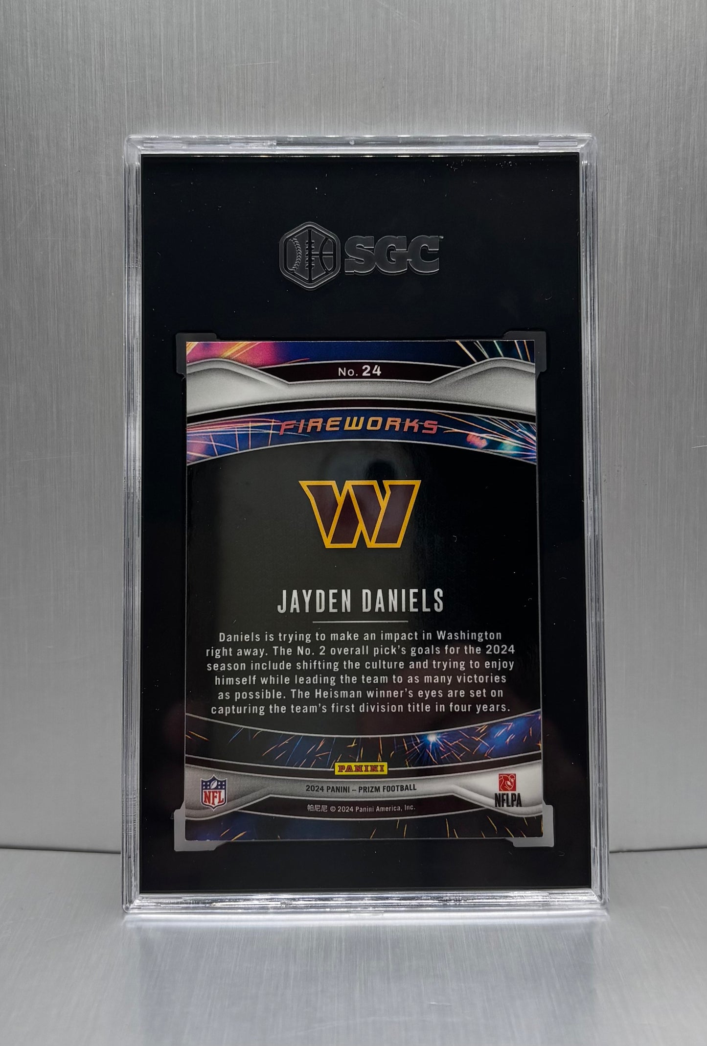 2024 Panini Prizm #24 Jayden Daniels Fireworks SGC 9