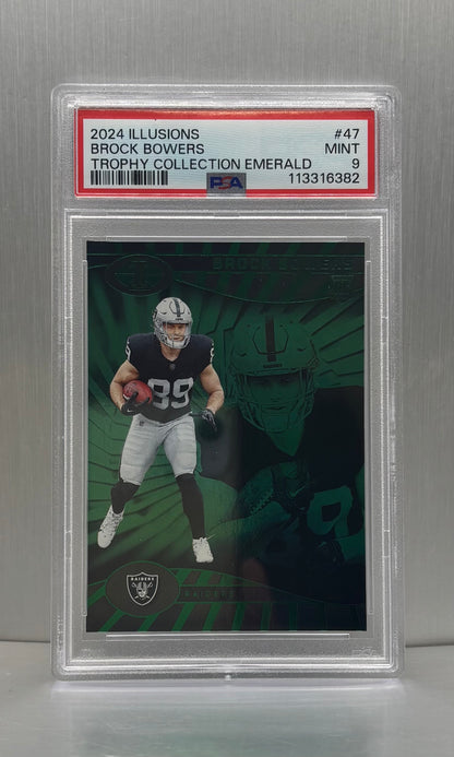 2024 - NFL Illusions Trophy Collection Emerald - Brock Bowers 47 PSA 9
