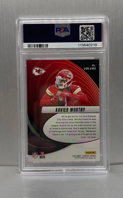 2024 Panini Donruss # VOR-XWO Xavier Worthy Vortex PSA 9