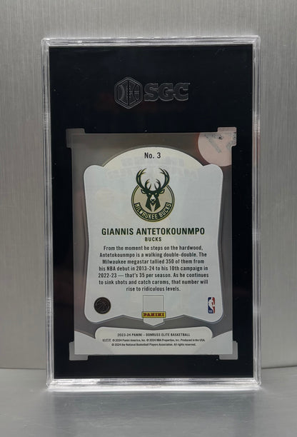 2023-24 Panini Elite #3 Giannis Antetokounmpo Glass Masters SGC 9