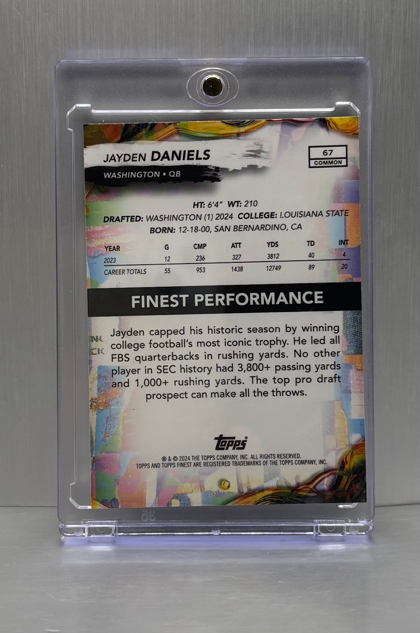 2024 Topps Finest #67 Jayden Daniels Rookie Card