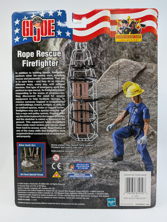 2003 - G.I. Joe - Rope Rescue Firefighter 12 Inch Figure - Hasbro