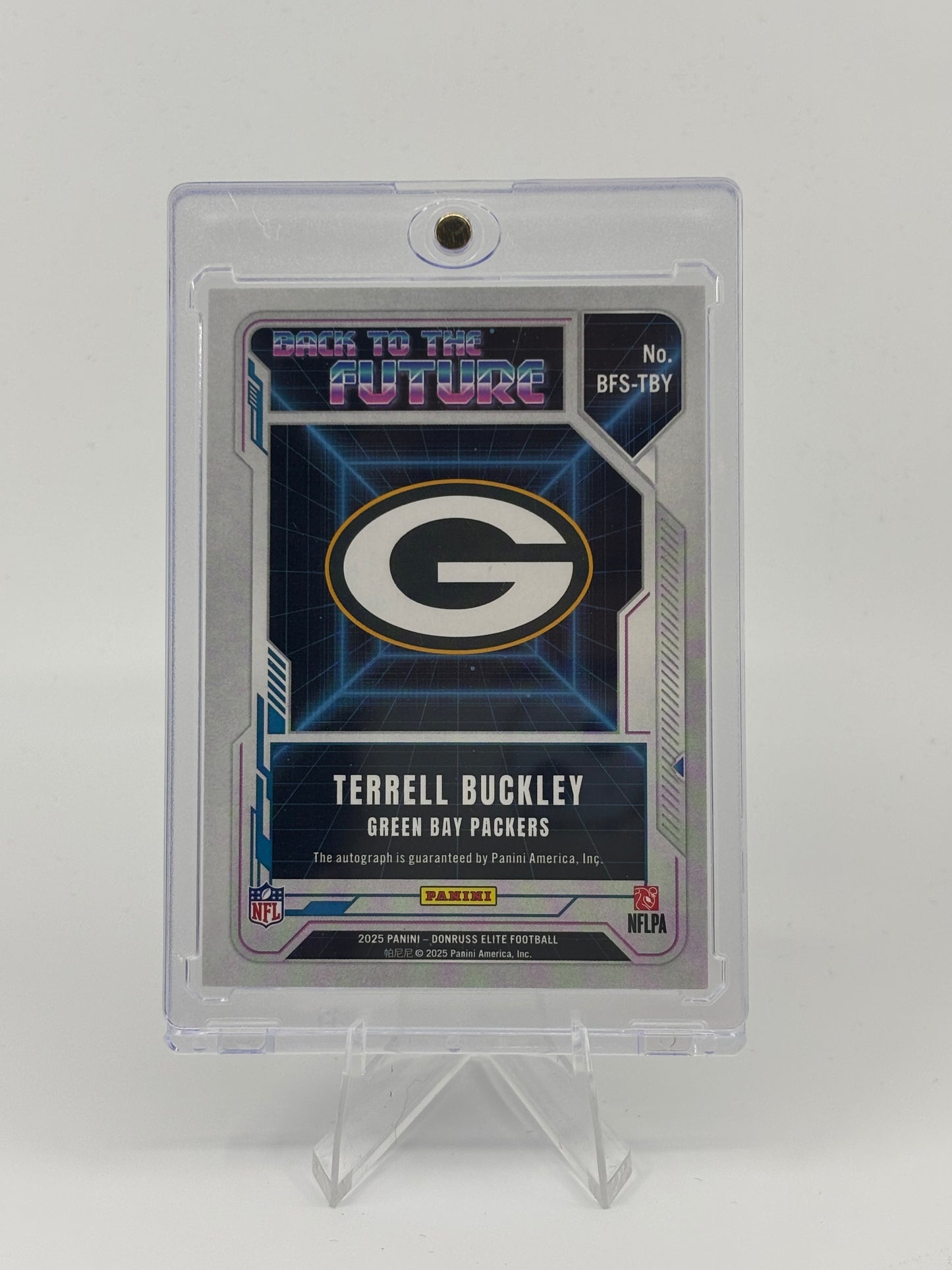 2025 Panini Donruss Elite Terrell Buckley Back to the Future Auto Purple /49