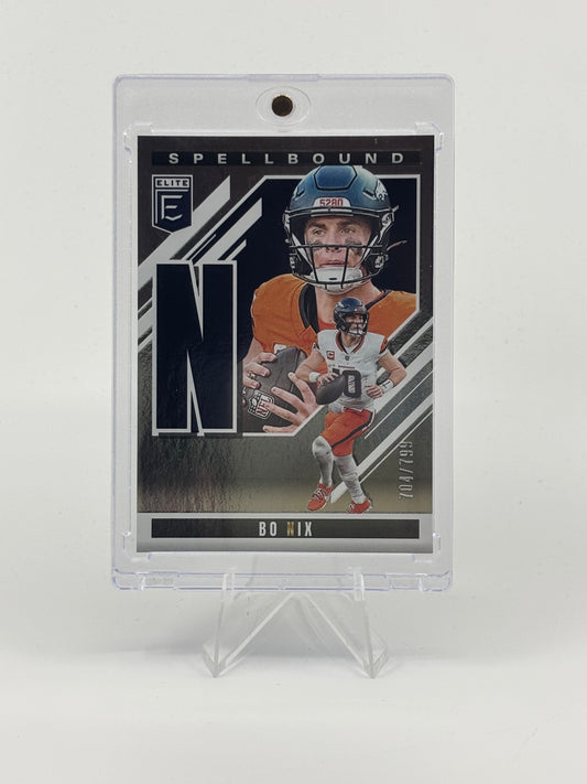 Bo Nix 2025 Panini Donruss Elite Spellbound "N" #26 /799 Broncos