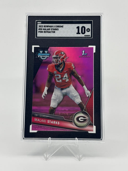 2023 Bowman University Chrome - Malaki Starks #55 Pink Refractor (RC) SGC 10