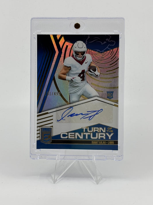 2025 Panini Donruss Elite Football Isaac TeSlaa Turn Of The Century RC Auto /499