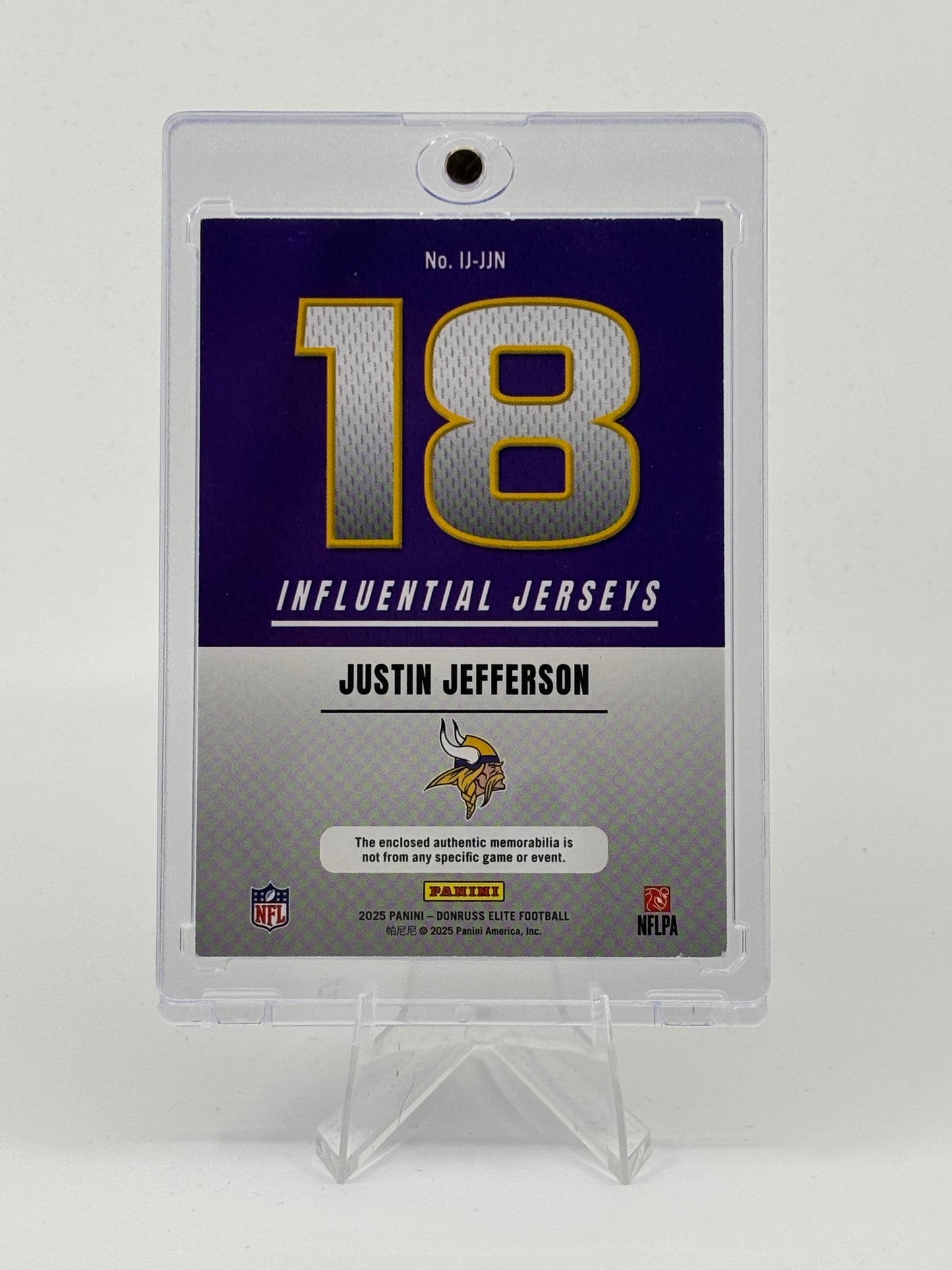 2025 Panini Donruss Elite - Influential Jerseys Justin Jefferson #IJ-JJN /799