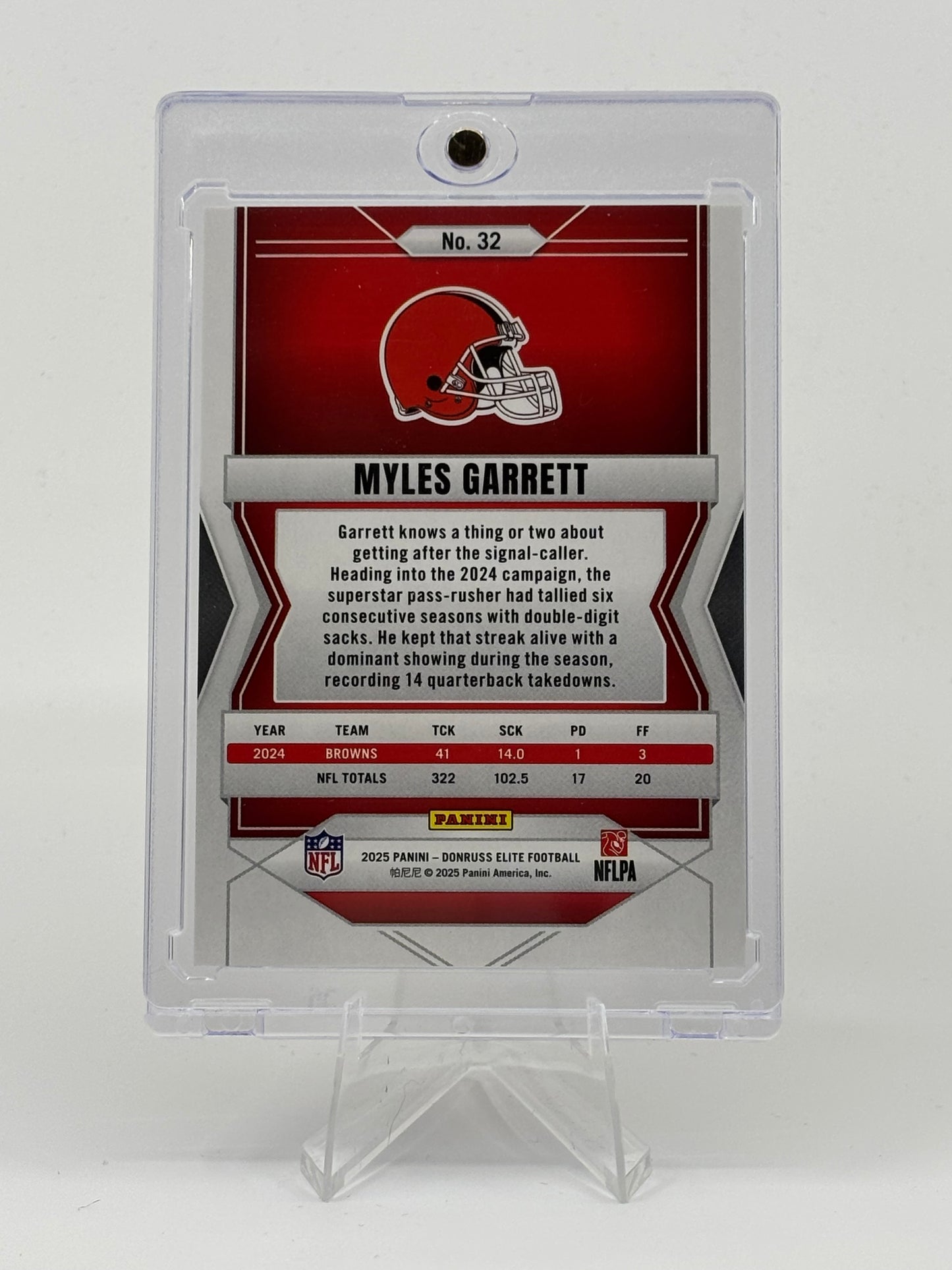 2025 Panini Donruss Elite Myles Garrett Orange Parallel #32 Browns /35