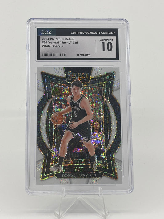 2024-25 Panini Select #94 Yongxi "Jacky" Cui White Sparkle CGC 10