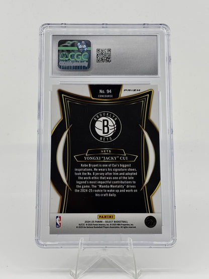 2024-25 Panini Select #94 Yongxi "Jacky" Cui White Sparkle CGC 10