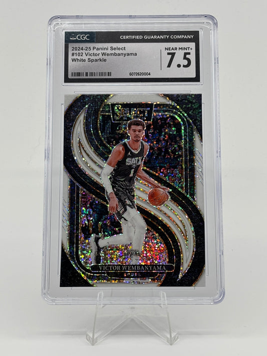 2024-25 Panini Select #102 Victor Wembanyama White Sparkle CGC 7.5