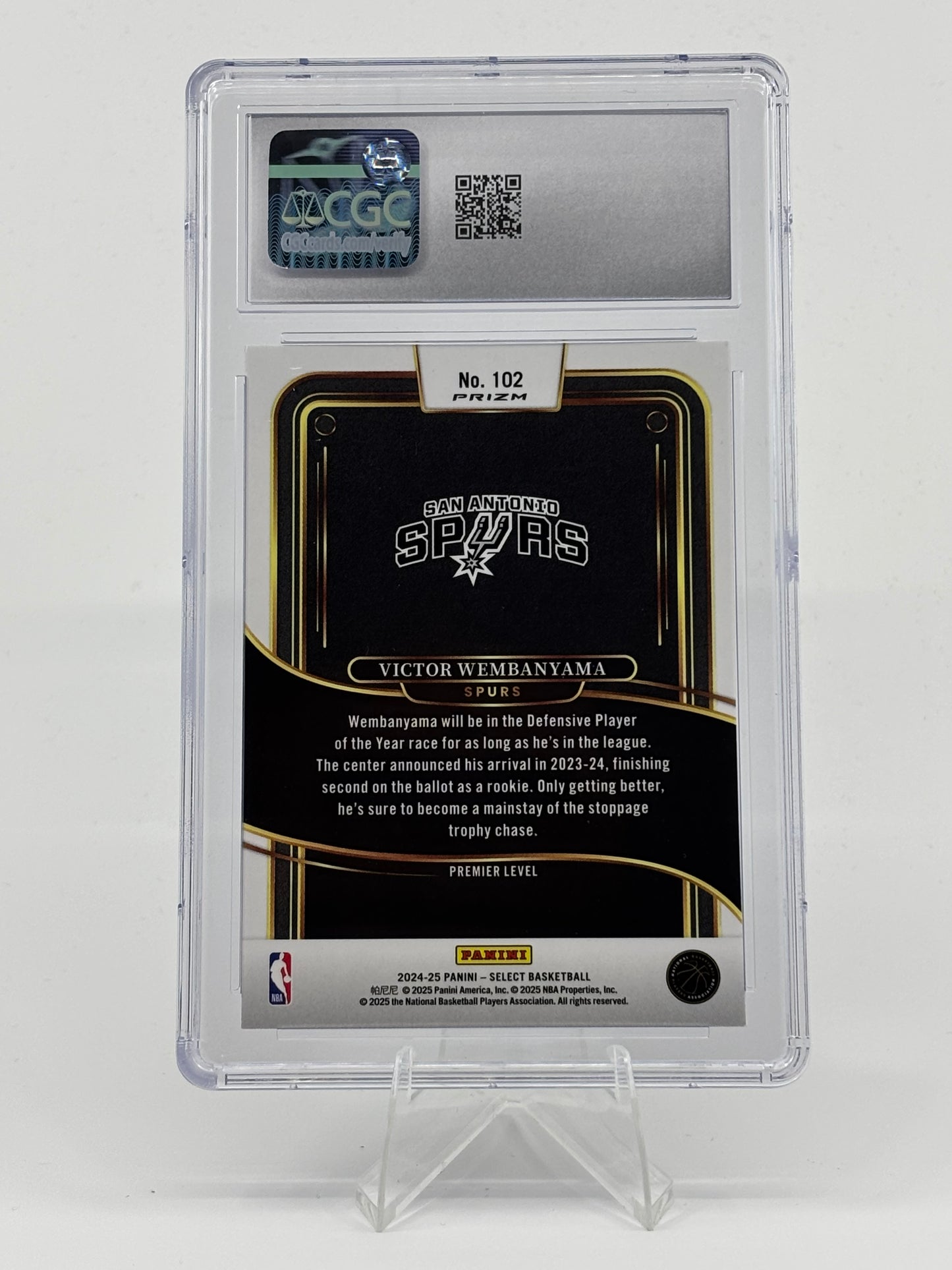 2024-25 Panini Select #102 Victor Wembanyama White Sparkle CGC 7.5
