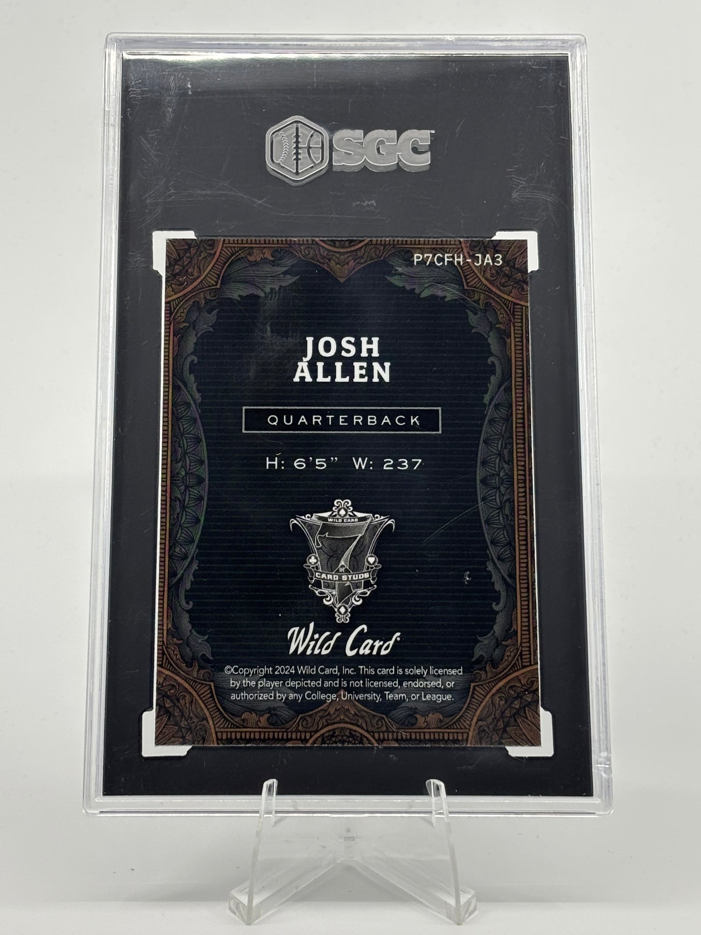 2024 Wild Card - 7 Card Stud Josh Allen Blue /5 #P7CFH-JA3 SGC 9.5