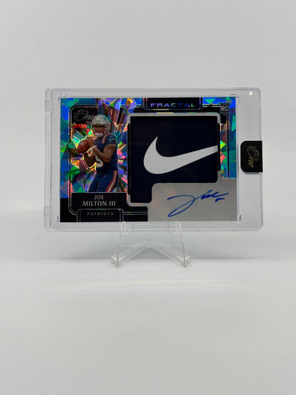 2024 Panini One NIKE PATCH Fractal Prizm #395 Joe Milton III RC 5/5 Book End NEW
