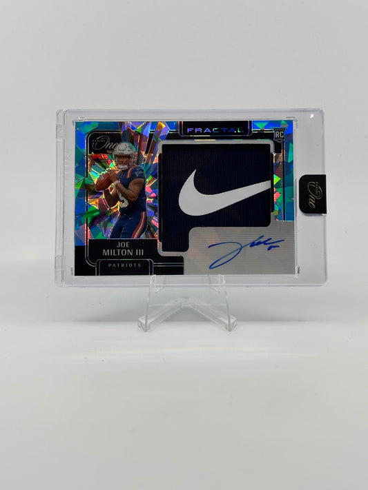 2024 Panini One NIKE PATCH Fractal Prizm #395 Joe Milton III RC 5/5 Book End NEW