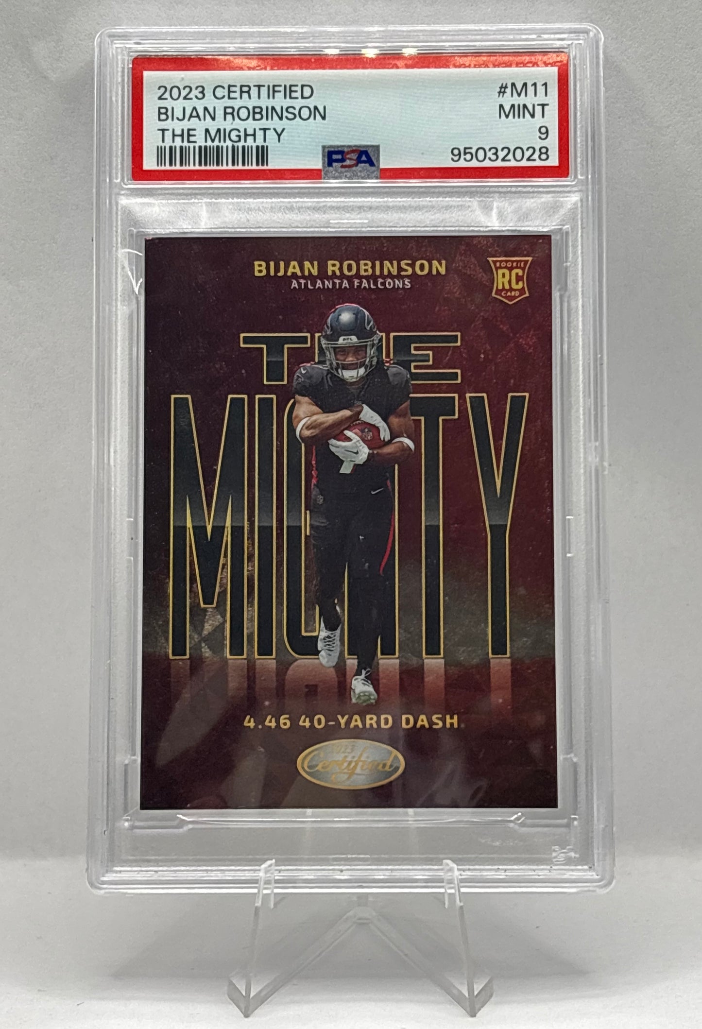 2023 Panini Certified Bijan Robinson “The Mighty” - LOW POP SSP Case Hit PSA 92023 Panini Certified Bijan Robinson “The Mighty” - LOW POP SSP Case Hit PSA 9
