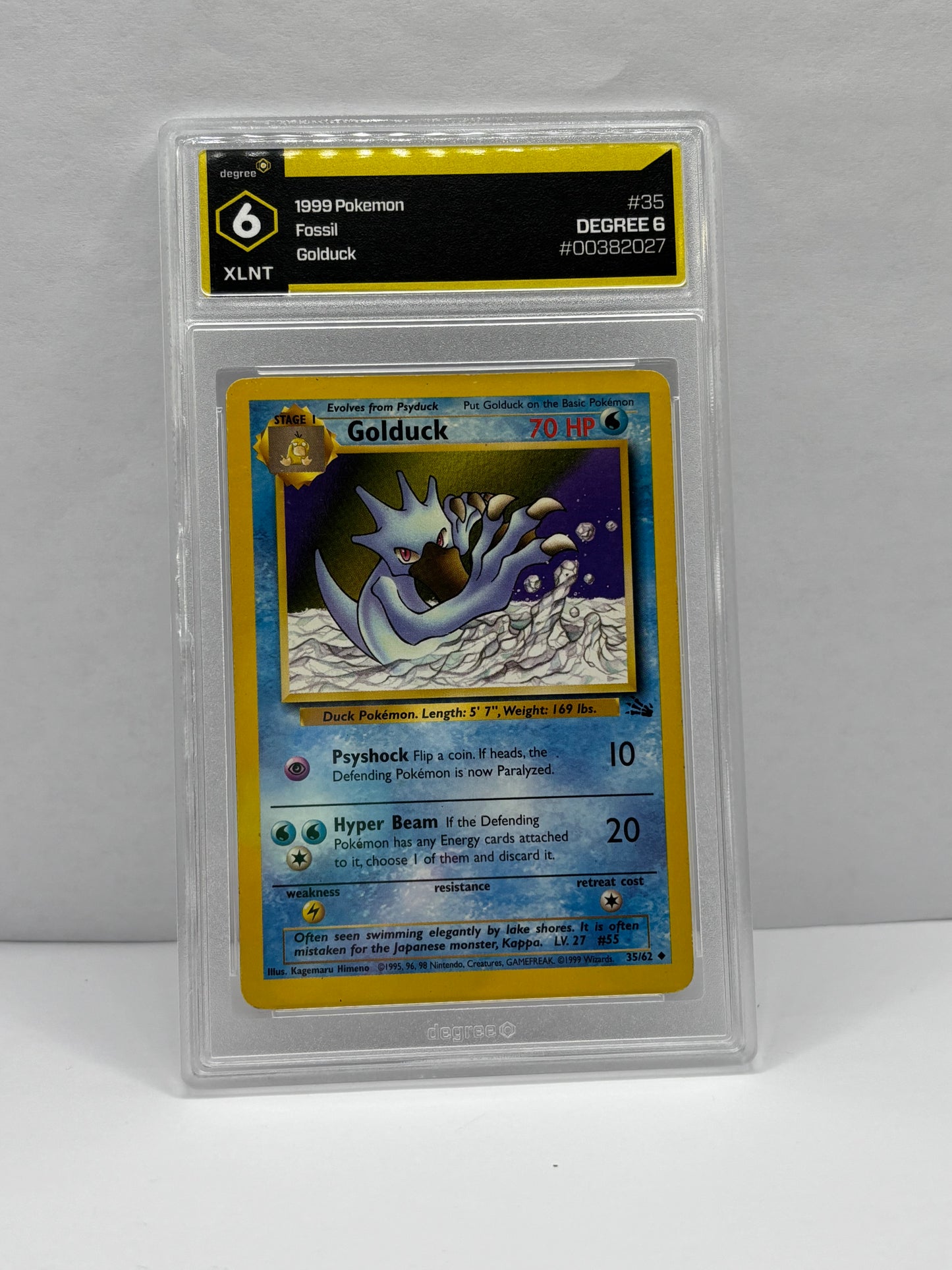 1999 Wizards Pokémon Fossil Unlimited Golduck 35/62 Non-Holo Degree 6