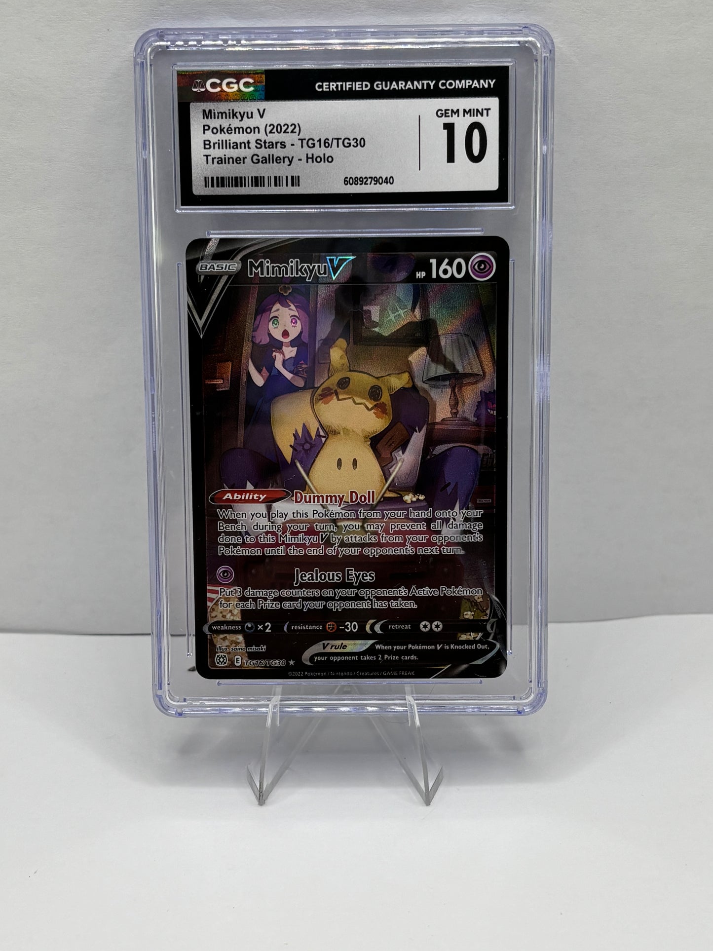 Mimikyu V TG16/TG30 Swsh09: Brilliant Stars Trainer Gallery Holo CGC 10