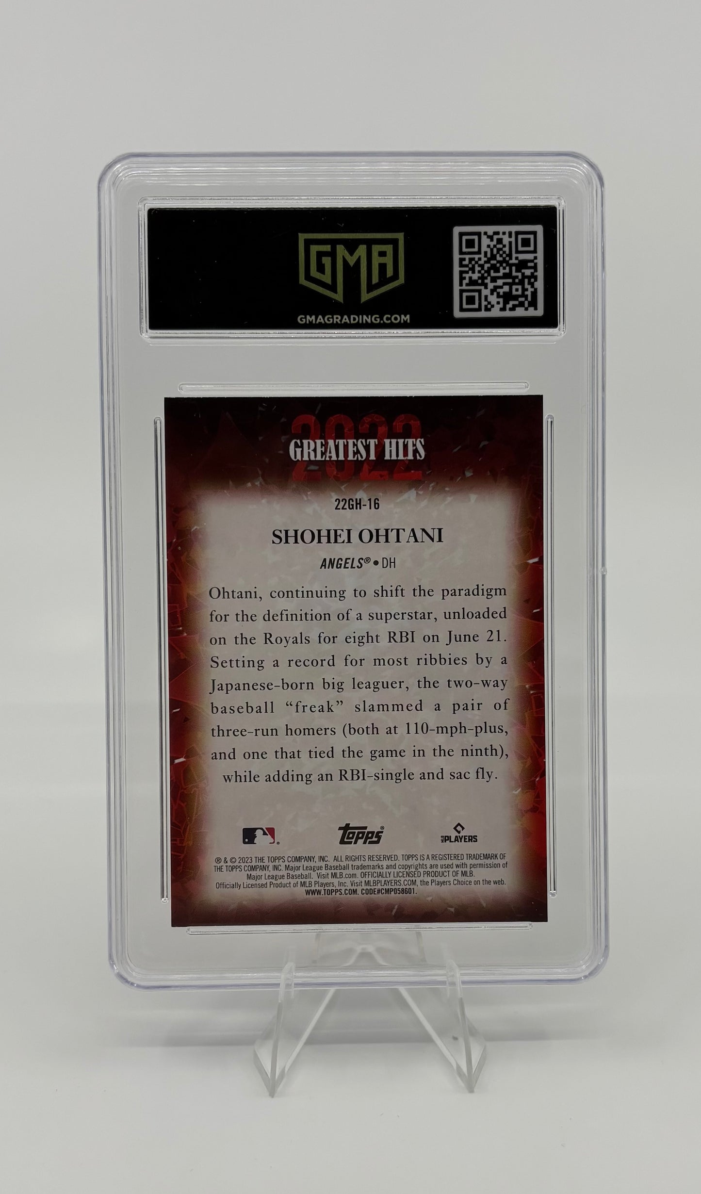 2023 Topps Series 1 - 2022's Greatest Hits Shohei Ohtani #22GH-16 GMA 10