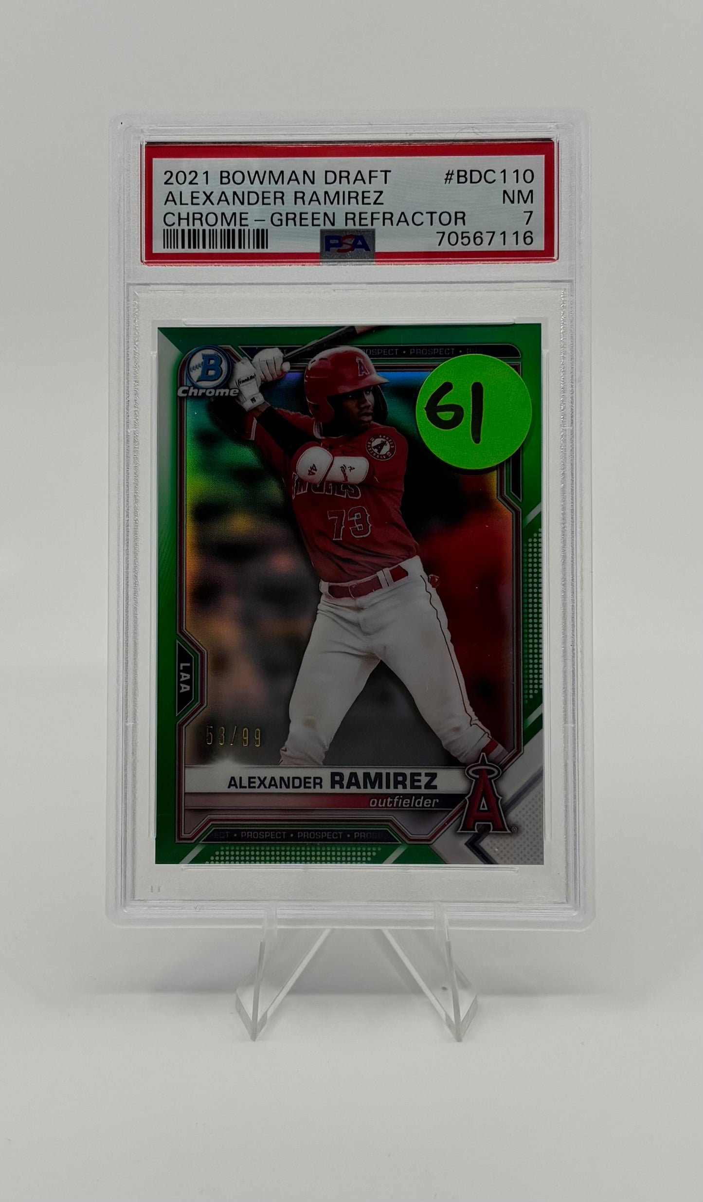 2021 Bowman Draft - Chrome Green Refractor Alexander Ramirez #BD-110 (RC) PSA 7