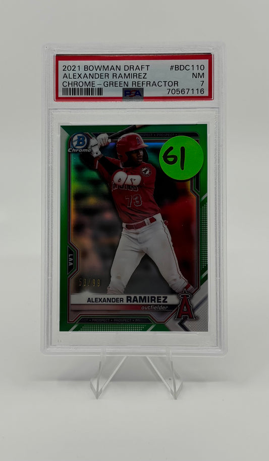 2021 Bowman Draft - Chrome Green Refractor Alexander Ramirez #BD-110 (RC) PSA 7
