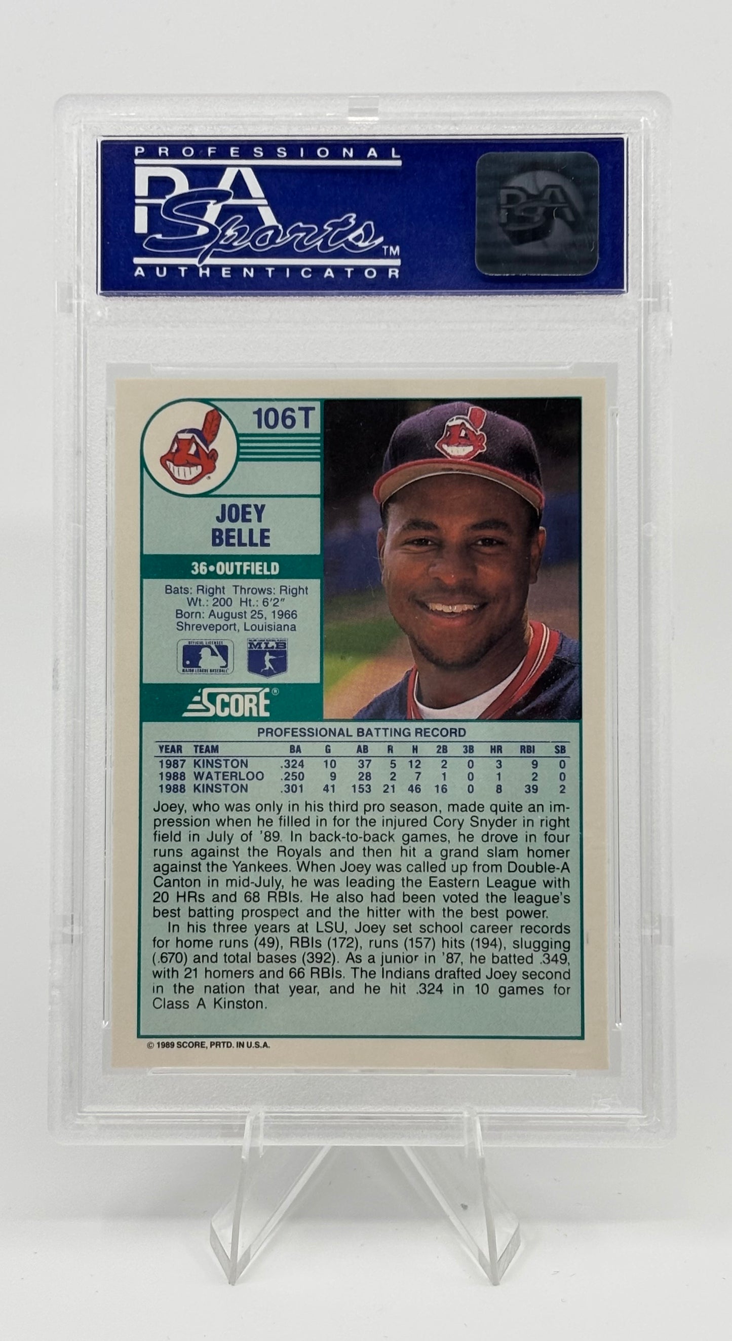 1989 Score Rookie & Traded - Albert Belle #106T Called Joey on Card (RC) PSA 9