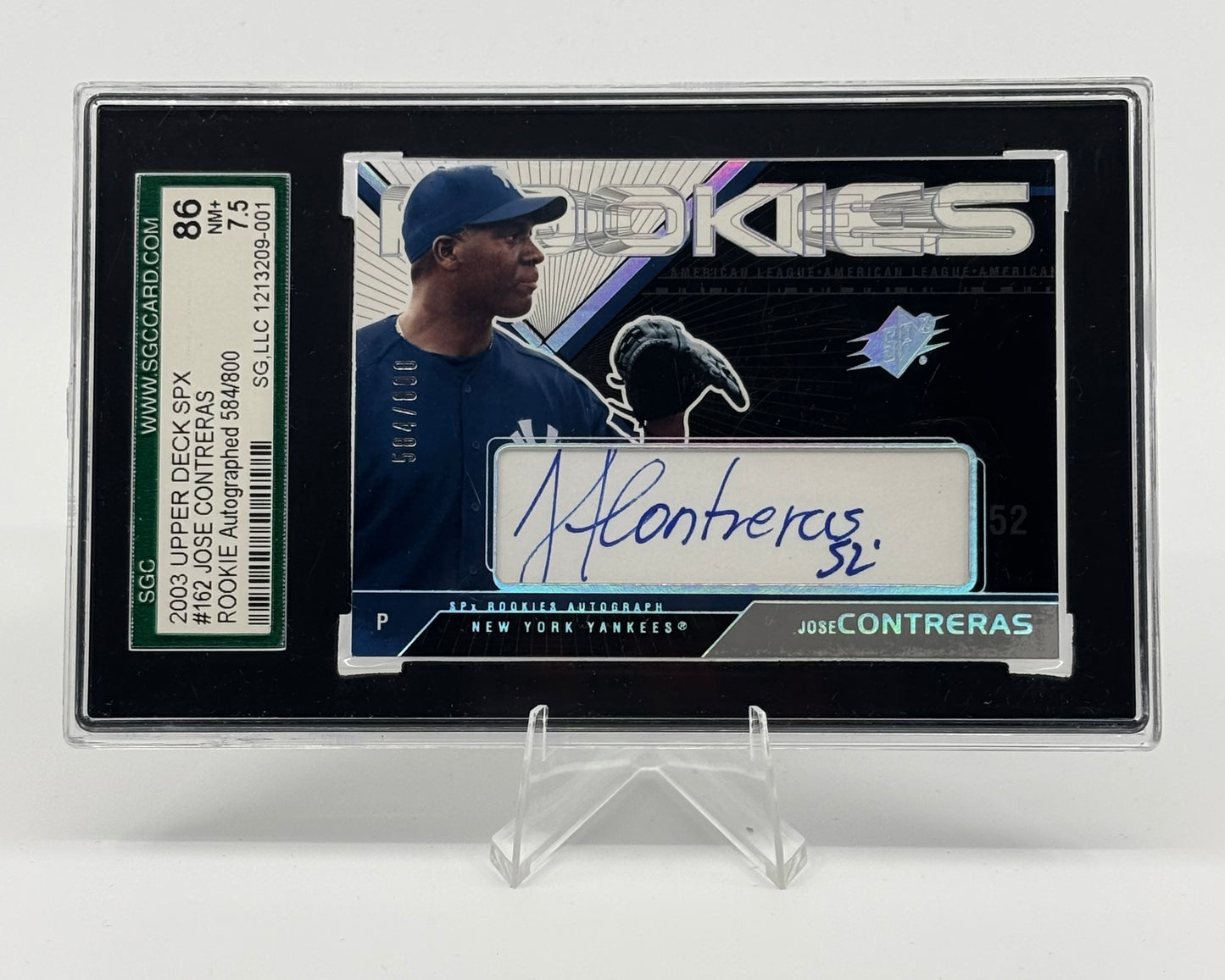 2003 Upper Deck SPX #162 Jose Contreras Rookie Auto /800 SGC 7.5
