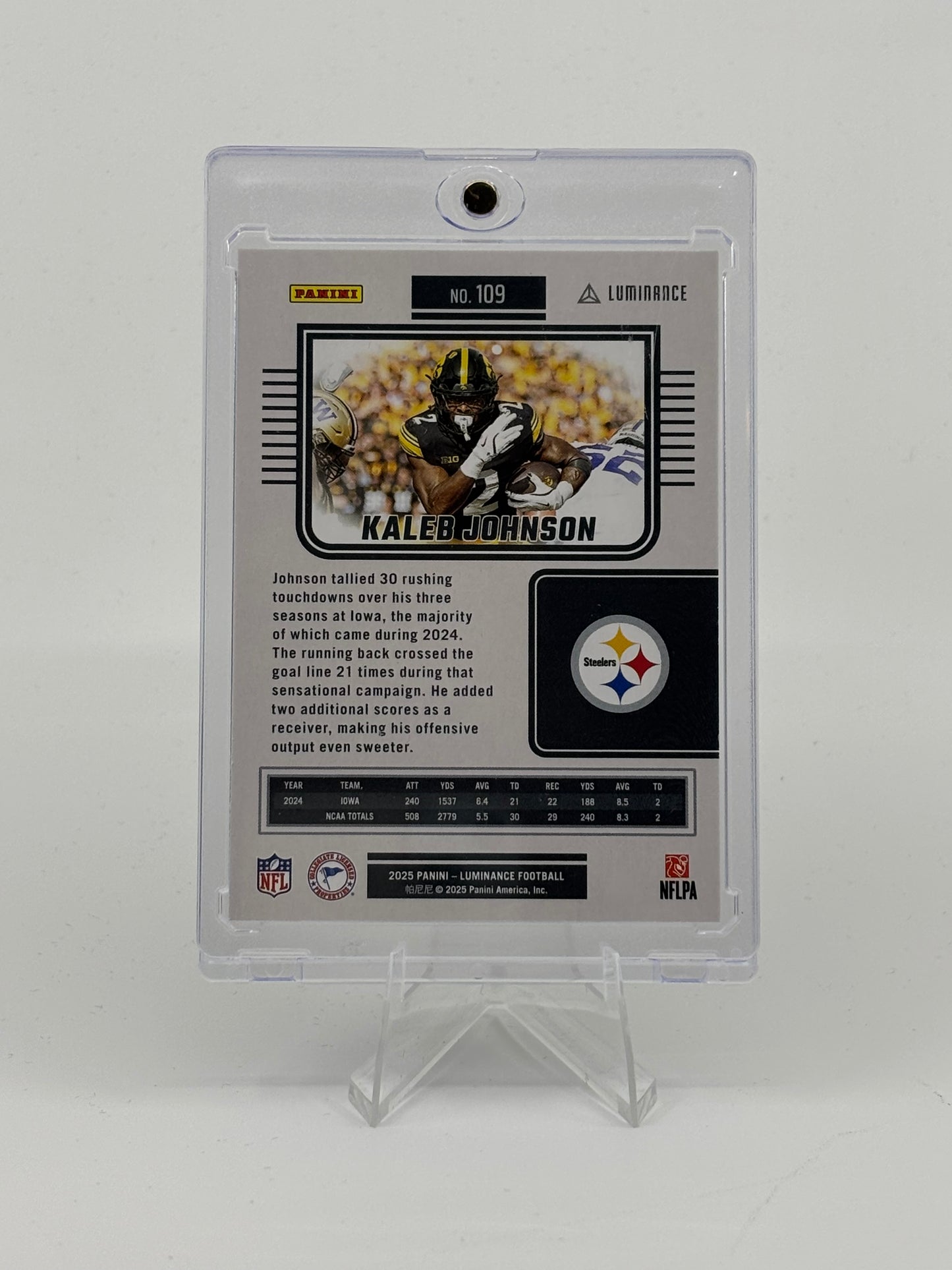 2025 Panini Luminance Base Kaleb Johnson Rookie Steelers #109