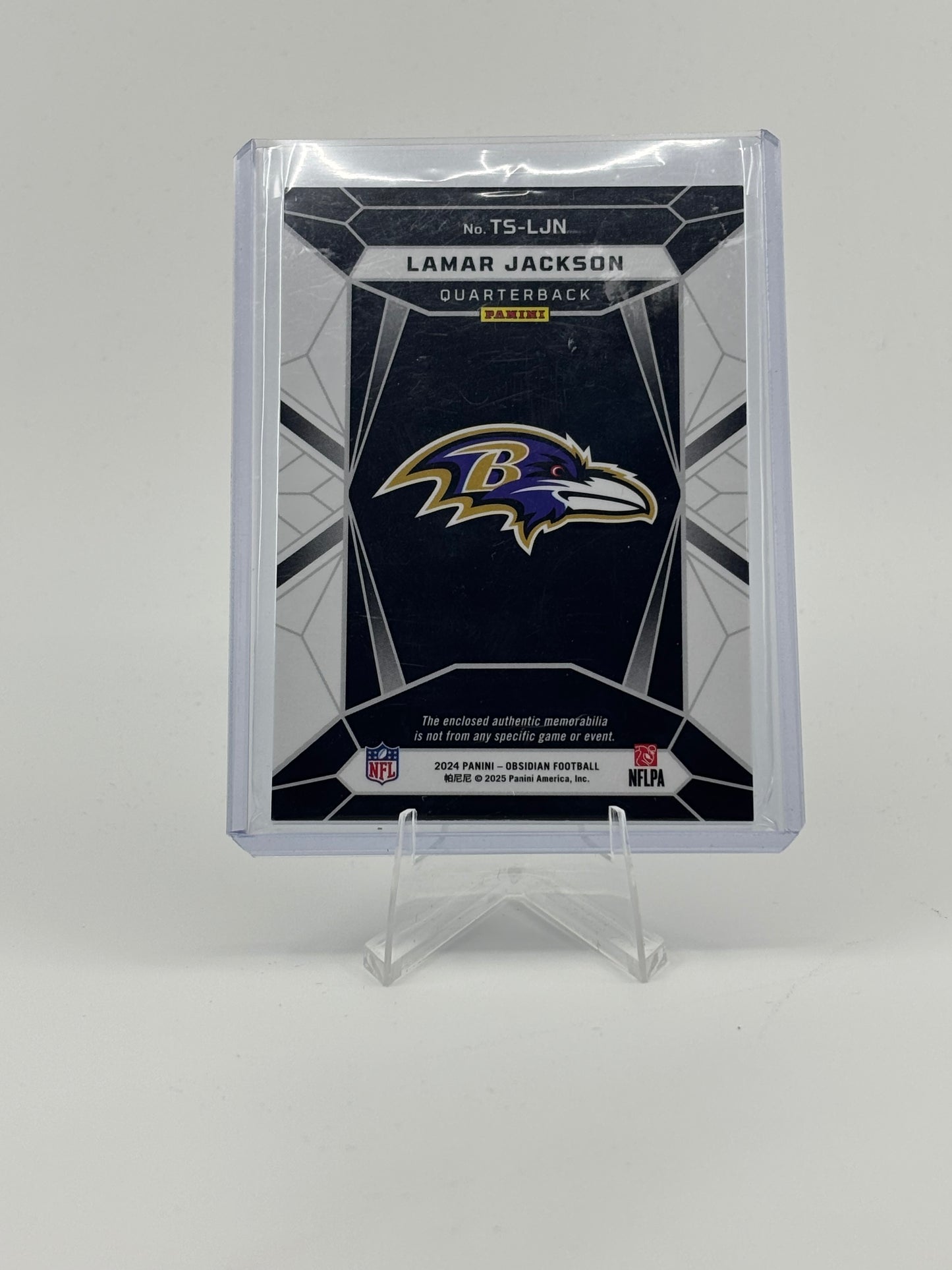 2024 Panini Obsidian - Trifecta Swatches Lamar Jackson #TS-LJN (MEM)