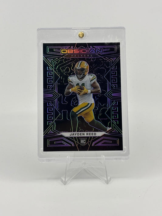 2023 Panini Obsidian - Jayden Reed #135 Electric Etch Purple /75 (RC)