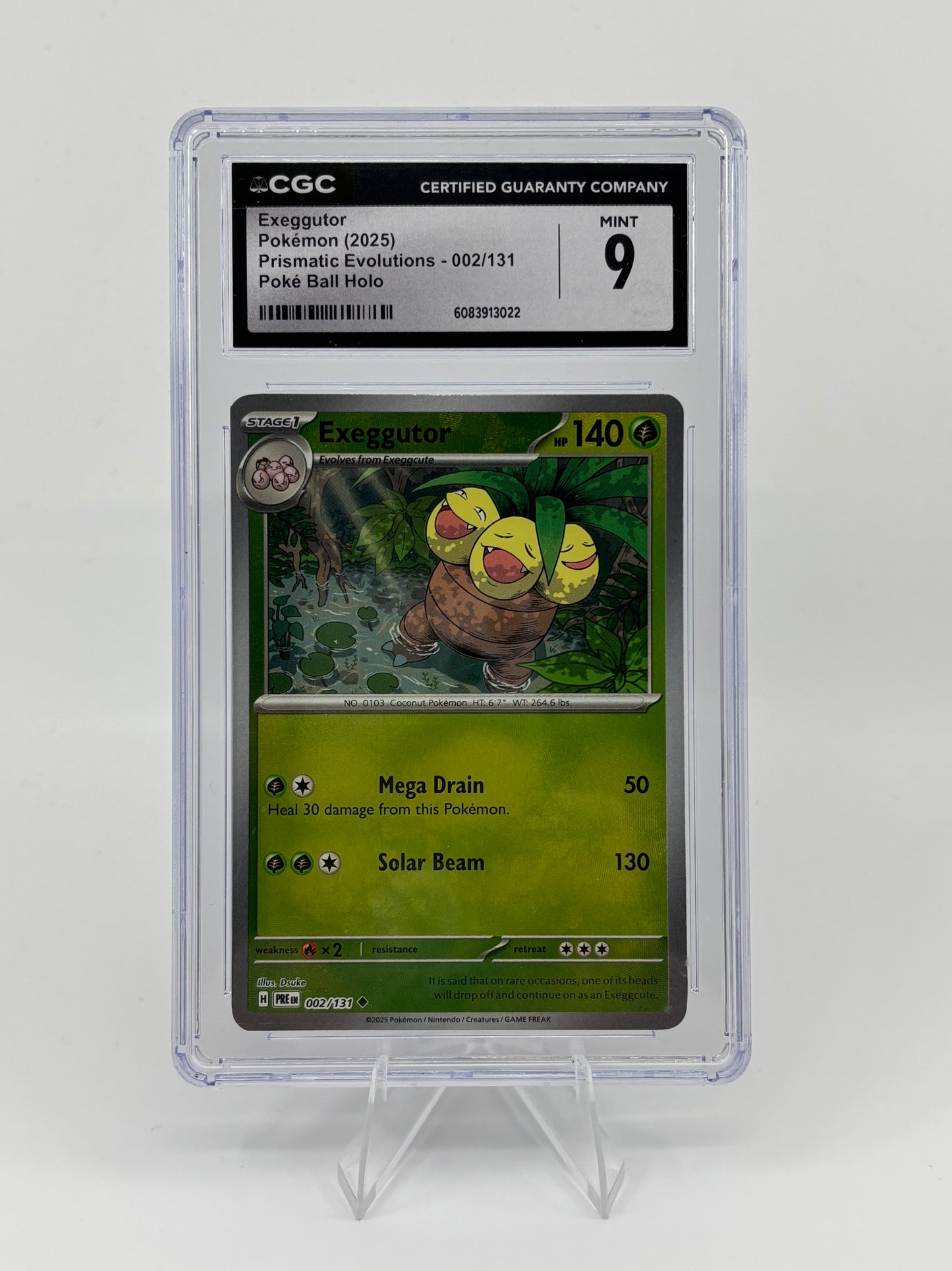 2025 Pokemon Scarlet & Violet Prismatic Evolutions Poke Ball Exeggutor #2 CGC 9
