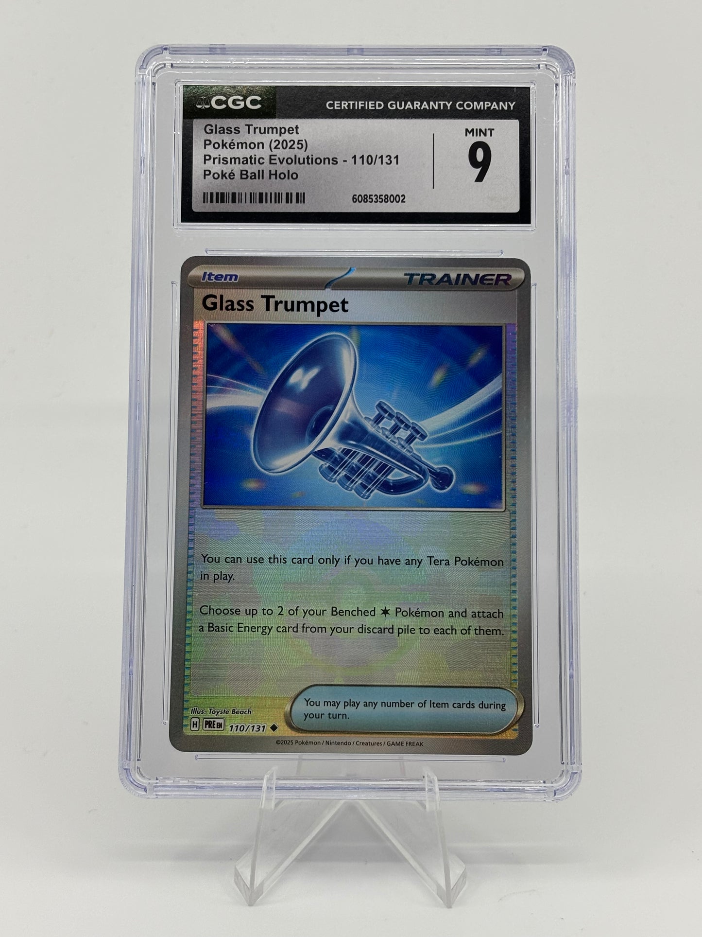 Glass Trumpet (Poke Ball Pattern) 110/131 Sv: Prismatic Evolutions Holo CGC 9