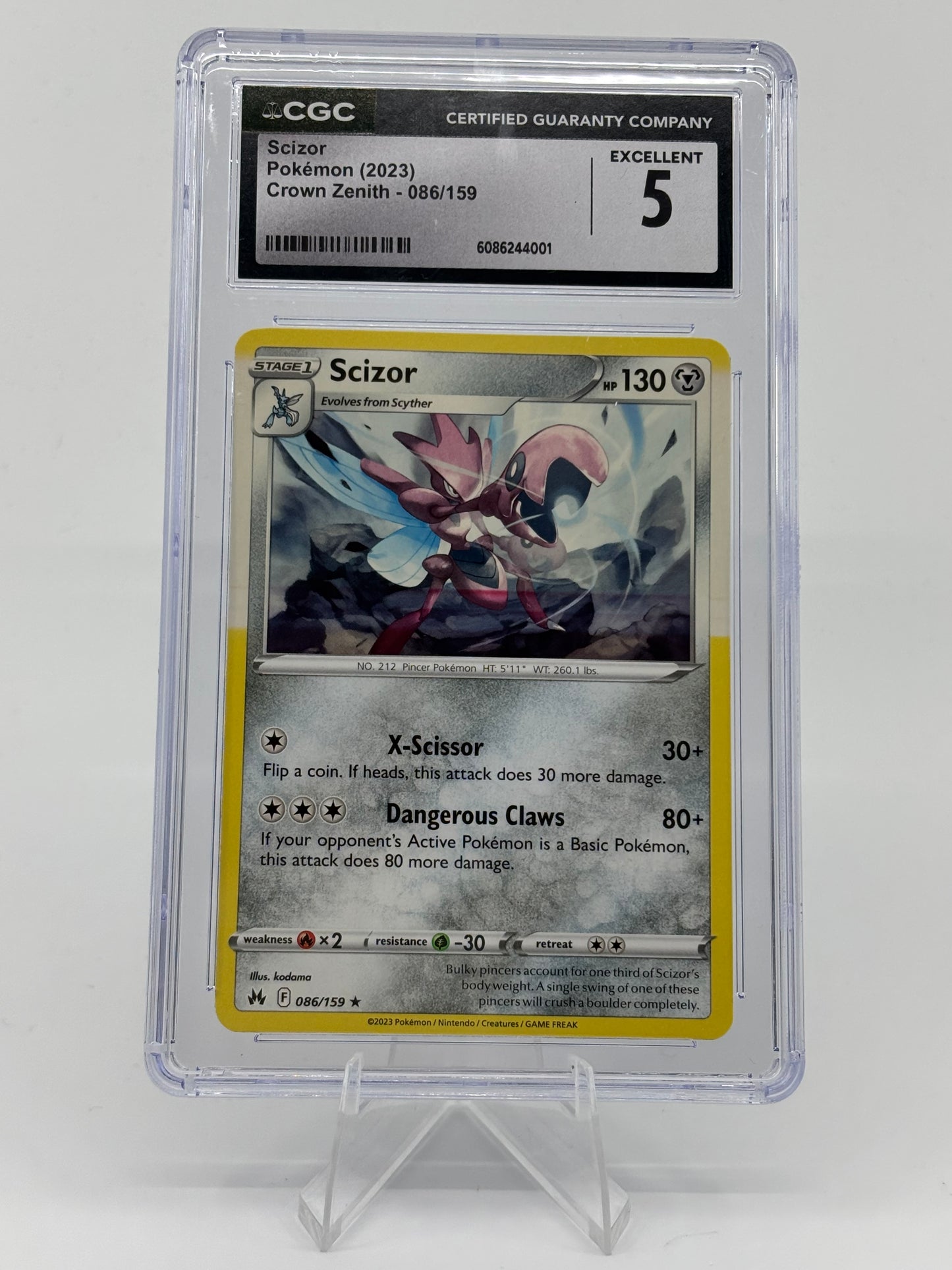 2023 Pokemon Crown Zenith Scizor #86 CGC 5 EX