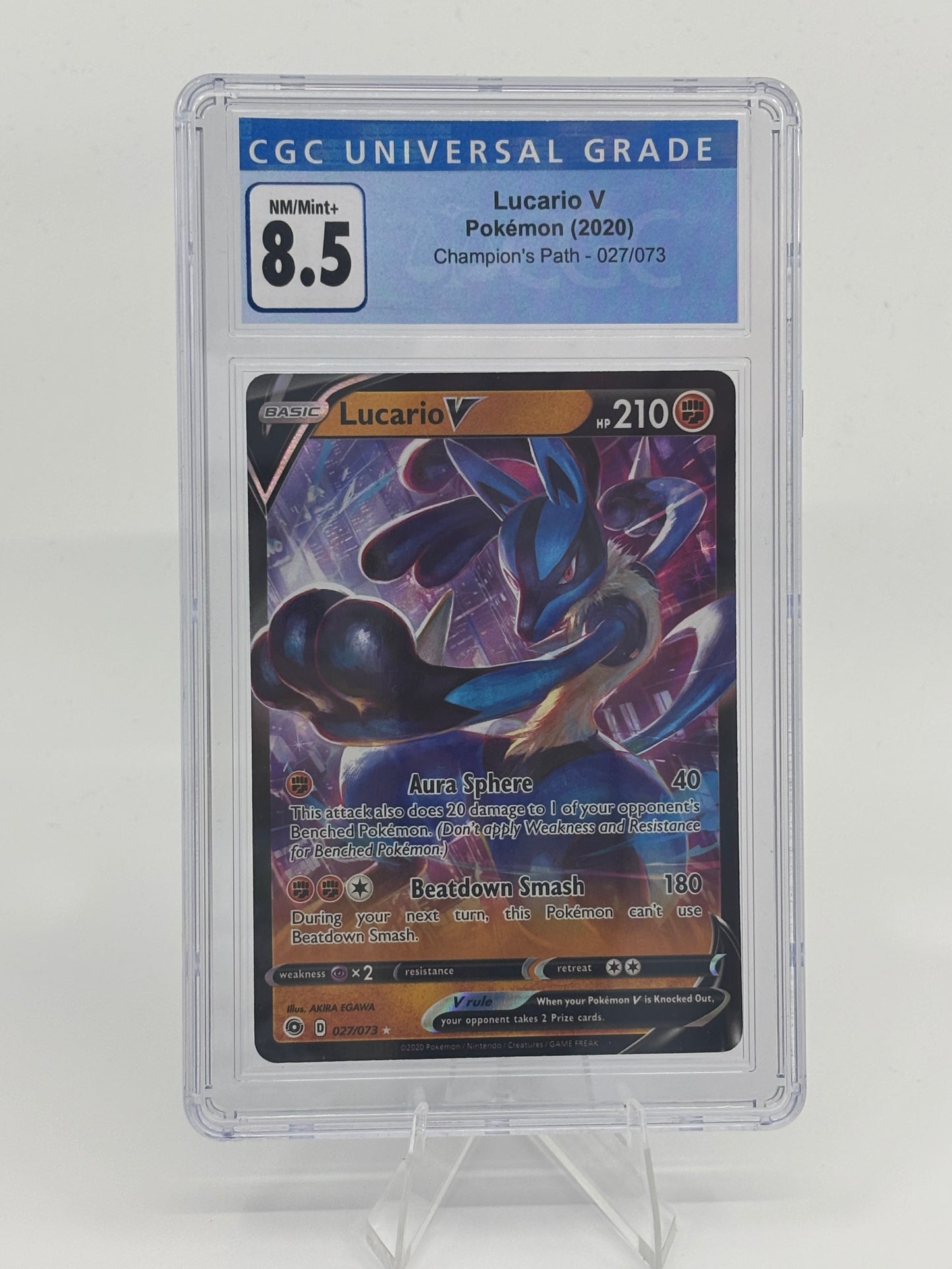 Pokemon Lucario V 27/73 Champions Path Holo CGC 8.5