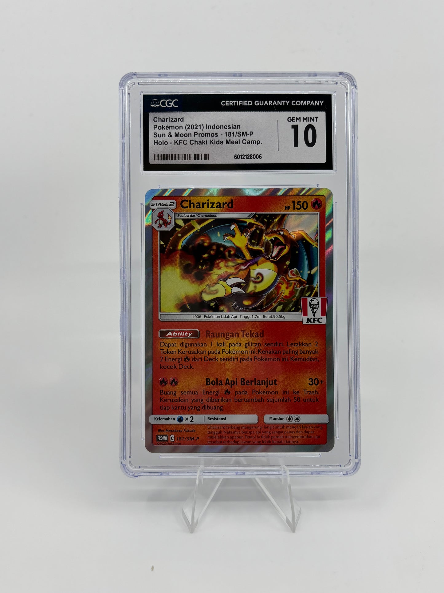 Pokemon 2021 Indonesian Charizard 181/SM-P KFC Chaki Kids Meal Promo CGC 10