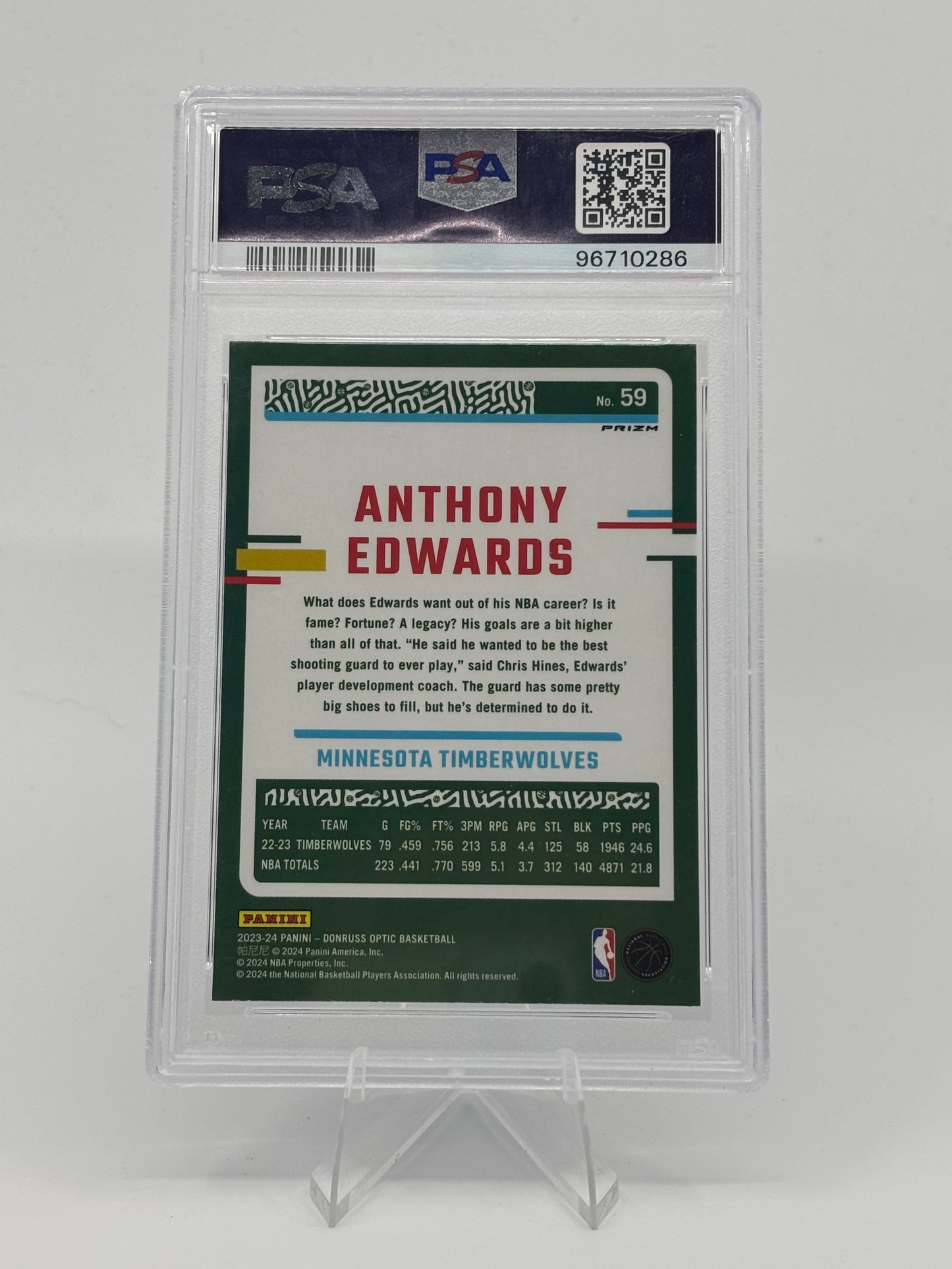 2023-24 Panini Donruss Optic - Anthony Edwards #59 Jazz PSA 10