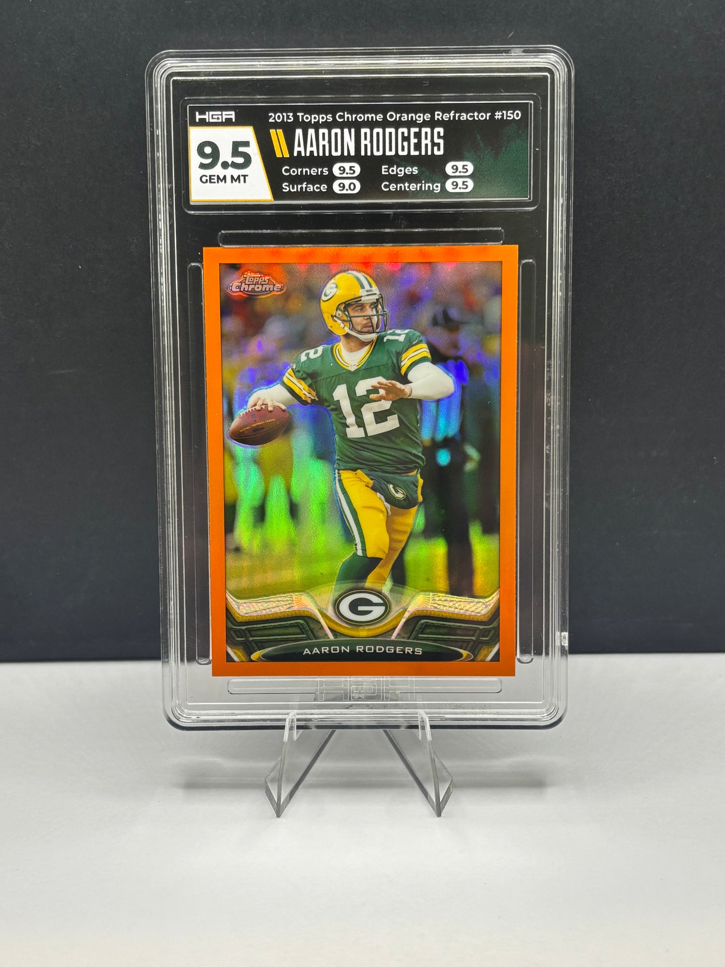 2013 Topps Chrome - Aaron Rodgers #150 Orange Refractor HGA 9.5