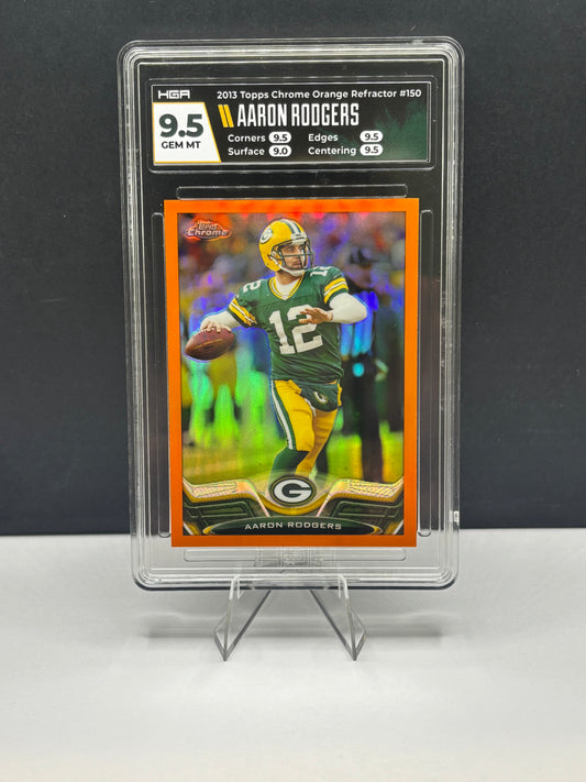 2013 Topps Chrome - Aaron Rodgers #150 Orange Refractor HGA 9.5