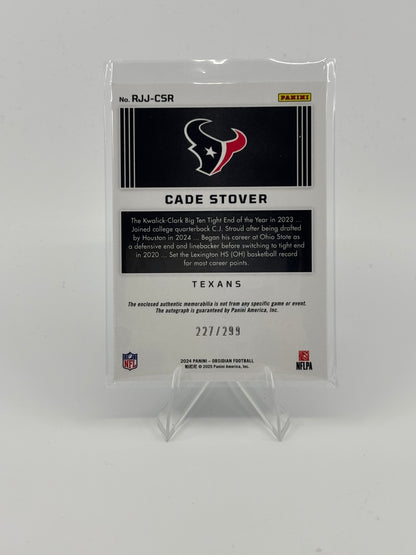 2024 Panini Obsidian - Rookie Jumbo Jersey Autographs Cade Stover #RJJ-CSR /299