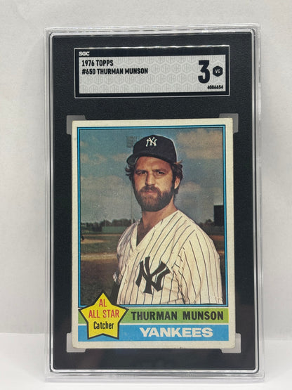 1976 Topps #650 Thurman Munson SGC 3