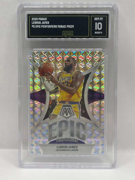 2023-24 Panini Mosaic - Epic Performers LeBron James #2 Mosaic Prizm GMA 10