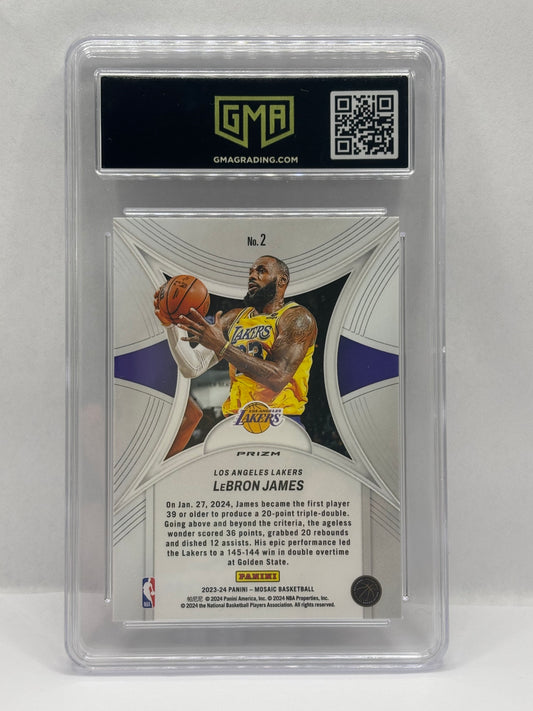 2023-24 Panini Mosaic - Epic Performers LeBron James #2 Mosaic Prizm GMA 10