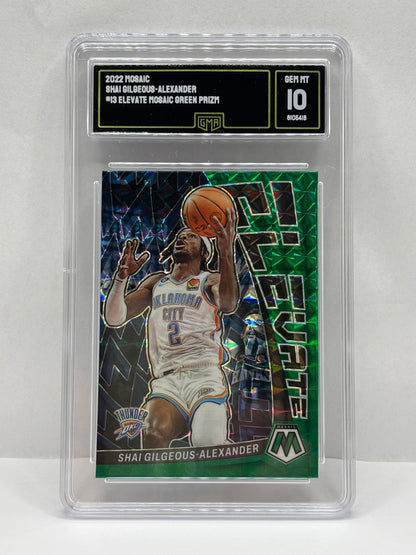 2022-23 Panini Mosaic - Elevate Shai Gilgeous-Alexander #13 Green Prizm GMA 10