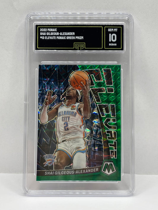 2022-23 Panini Mosaic - Elevate Shai Gilgeous-Alexander #13 Green Prizm GMA 10